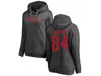 #84 Benjamin Watson Ash Football One Color Women's New England Patriots Pullover Hoodie