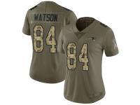 #84 Limited Benjamin Watson Olive Camo Football Women's Jersey New England Patriots 2017 Salute to Service