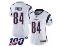 #84 Limited Benjamin Watson White Football Road Women's Jersey New England Patriots Vapor Untouchable 100th Season