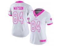 #84 Limited Benjamin Watson White Pink Football Women's Jersey New England Patriots Rush Fashion