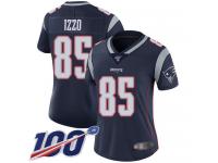 #85 Limited Ryan Izzo Navy Blue Football Home Women's Jersey New England Patriots Vapor Untouchable 100th Season