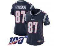 #87 Limited Rob Gronkowski Navy Blue Football Home Women's Jersey New England Patriots Vapor Untouchable 100th Season