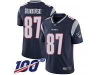 #87 Limited Rob Gronkowski Navy Blue Football Home Youth Jersey New England Patriots Vapor Untouchable 100th Season