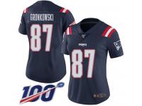 #87 Limited Rob Gronkowski Navy Blue Football Women's Jersey New England Patriots Rush Vapor Untouchable 100th Season