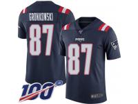 #87 Limited Rob Gronkowski Navy Blue Football Youth Jersey New England Patriots Rush Vapor Untouchable 100th Season