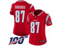 #87 Limited Rob Gronkowski Red Football Women's Jersey New England Patriots Inverted Legend 100th Season