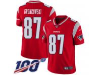 #87 Limited Rob Gronkowski Red Football Youth Jersey New England Patriots Inverted Legend 100th Season