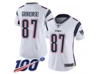 #87 Limited Rob Gronkowski White Football Road Women's Jersey New England Patriots Vapor Untouchable 100th Season