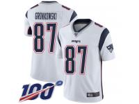 #87 Limited Rob Gronkowski White Football Road Youth Jersey New England Patriots Vapor Untouchable 100th Season