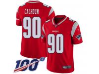 #90 Limited Shilique Calhoun Red Football Men's Jersey New England Patriots Inverted Legend 100th Season