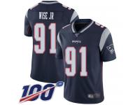 #91 Limited Deatrich Wise Jr Navy Blue Football Home Men's Jersey New England Patriots Vapor Untouchable 100th Season