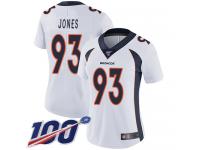 #93 Limited Dre'Mont Jones White Football Road Women's Jersey Denver Broncos Vapor Untouchable 100th Season