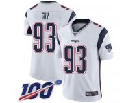 #93 Limited Lawrence Guy White Football Road Men's Jersey New England Patriots Vapor Untouchable 100th Season