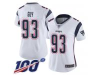 #93 Limited Lawrence Guy White Football Road Women's Jersey New England Patriots Vapor Untouchable 100th Season