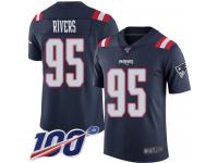 #95 Limited Derek Rivers Navy Blue Football Youth Jersey New England Patriots Rush Vapor Untouchable 100th Season