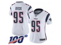 #95 Limited Derek Rivers White Football Road Women's Jersey New England Patriots Vapor Untouchable 100th Season