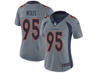 #95 Limited Derek Wolfe Silver Football Women's Jersey Denver Broncos Inverted Legend