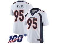 #95 Limited Derek Wolfe White Football Road Men's Jersey Denver Broncos Vapor Untouchable 100th Season