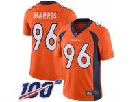 #96 Limited Shelby Harris Orange Football Home Men's Jersey Denver Broncos Vapor Untouchable 100th Season