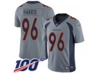 #96 Limited Shelby Harris Silver Football Men's Jersey Denver Broncos Inverted Legend 100th Season