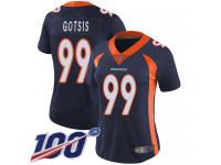 #99 Limited Adam Gotsis Navy Blue Football Alternate Women's Jersey Denver Broncos Vapor Untouchable 100th Season