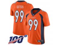 #99 Limited Adam Gotsis Orange Football Home Men's Jersey Denver Broncos Vapor Untouchable 100th Season