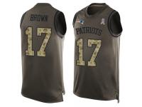 Antonio Brown Men's Green Jersey Football New England Patriots Salute to Service Tank Top #17