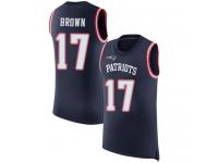 Antonio Brown Men's Navy Blue Jersey Football New England Patriots Rush Player Name & Number Tank Top #17