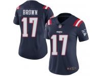 Antonio Brown Women's Limited Navy Blue Jersey Football New England Patriots Rush Vapor Untouchable #17