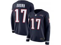 Antonio Brown Women's Limited Navy Blue Jersey Football New England Patriots Therma Long Sleeve #17