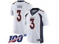 Broncos #3 Drew Lock White Men's Stitched Football 100th Season Vapor Limited Jersey