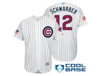 Chicago Cubs #12 Kyle Schwarber White Stars & Stripes 2016 Independence Day Cool Base Jersey