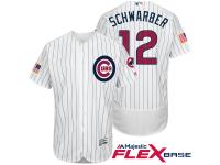 Chicago Cubs #12 Kyle Schwarber White Stars & Stripes 2016 Independence Day Flex Base Jersey