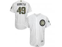 Cubs #49 Jake Arrieta White (Blue Strip) Flexbase Authentic Collection 2016 Memorial Day Stitched Baseball Jersey