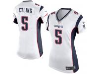 Danny Etling Women's Game White Jersey Nike NFL New England Patriots Road #5