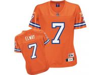 Denver Broncos John Elway Women's Home Jersey - Throwback Orange Reebok NFL #7 Premier