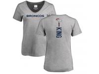 Denver Broncos Marquette King Women's Ash Nike - #1 NFL T-Shirt Backer V-Neck