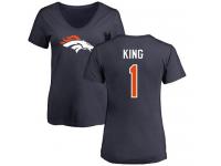 Denver Broncos Marquette King Women's Navy Blue Nike - #1 NFL T-Shirt Name & Number Logo