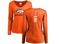 Denver Broncos Marquette King Women's Orange Nike - #1 NFL Long Sleeve T-Shirt Backer