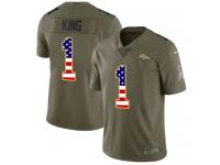 Denver Broncos Marquette King Youth Limited Olive USA Flag Nike Jersey - #1 NFL 2017 Salute to Service