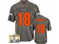 Elite Peyton Manning Youth Jersey - Denver Broncos #18 Vapor Grey Super Bowl 50 Bound Nike NFL