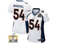 Game Brandon Marshall WoMen Jersey - Denver Broncos #54 Road White Super Bowl 50 Bound Nike NFL