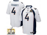 Game Britton Colquitt Men Jersey - Denver Broncos #4 Road White Super Bowl 50 Bound Nike NFL