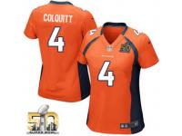 Game Britton Colquitt WoMen Jersey - Denver Broncos #4 Home Orange Super Bowl 50 Bound Nike NFL