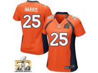 Game Chris Harris WoMen Jersey - Denver Broncos #25 Home Orange Super Bowl 50 Bound Nike NFL