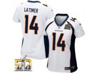 Game Cody Latimer WoMen Jersey - Denver Broncos #14 Road White Super Bowl 50 Bound Nike NFL