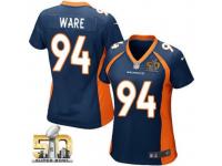 Game DeMarcus Ware WoMen Jersey - Denver Broncos #94 Alternate Navy Blue Super Bowl 50 Bound Nike NFL