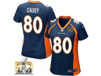 Game James Casey WoMen Jersey - Denver Broncos #80 Alternate Navy Blue Super Bowl 50 Bound Nike NFL