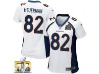 Game Jeff Heuerman WoMen Jersey - Denver Broncos #82 Road White Super Bowl 50 Bound Nike NFL