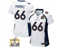 Game Manny Ramirez WoMen Jersey - Denver Broncos #66 Road White Super Bowl 50 Bound Nike NFL